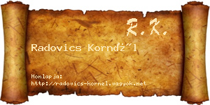 Radovics Kornél névjegykártya