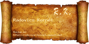 Radovics Kornél névjegykártya