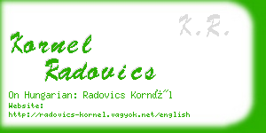 kornel radovics business card